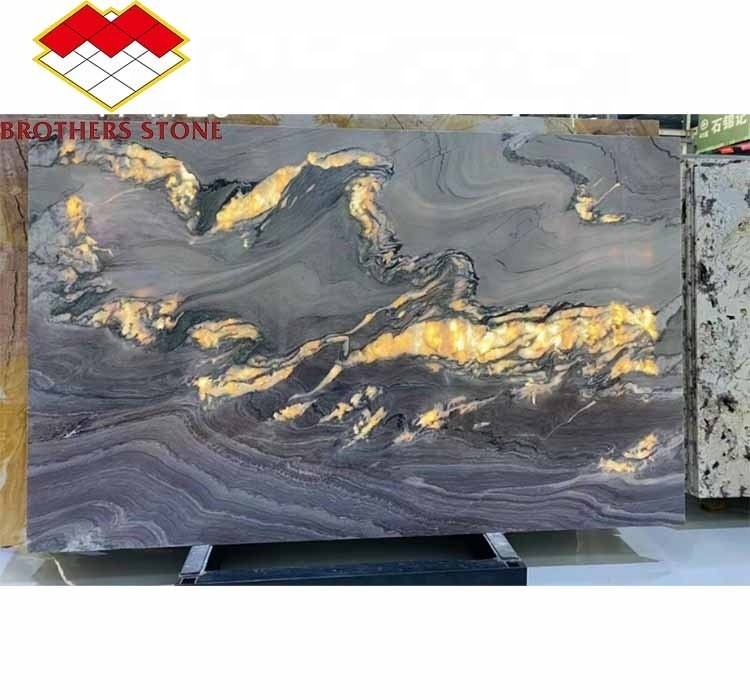 Piedra de mármol púrpura pulida Gran mesa de comedor de pizarra para el diseño moderno del salón de dormitorios