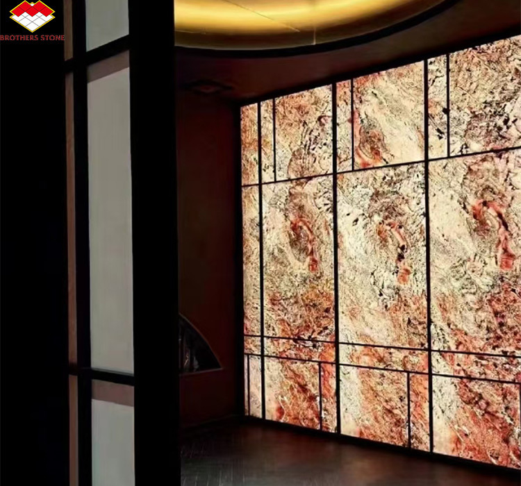Hojas de pizarra translúcidas de paneles de piedra flexibles para diseño de interiores de hoteles modernos