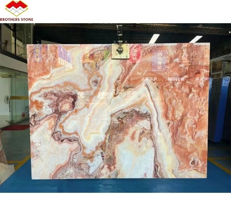 Libros de piedra de mármol de ónix rojo retroiluminado con matching de la losa para el patrón de mesa de mármol transparente