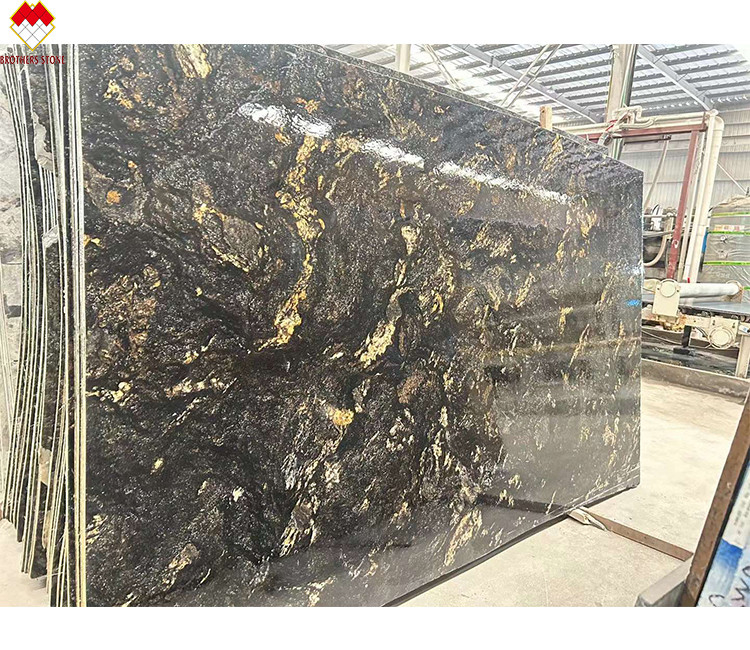 Luxo personalizado Venas de oro negro de piedra de cuarcita Top de vanidad para cocina y baño