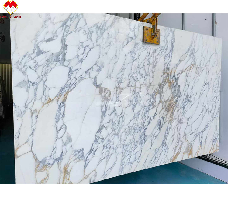 Pared y piso de diseño moderno Blanco nieve de mármol de mesa con venas marrones