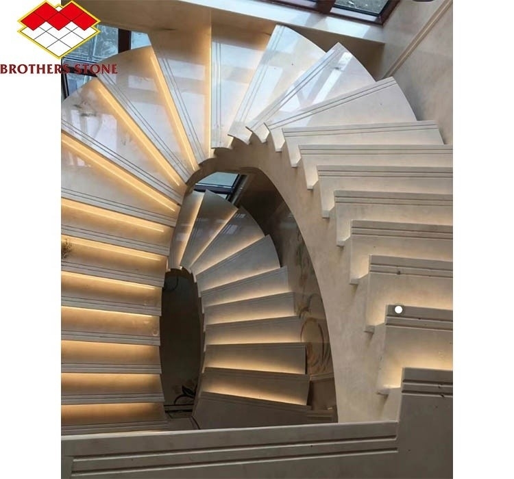 Escalera de mármol y baldosas de faldas estilo europeo moderno para el diseño interior de piedra natural