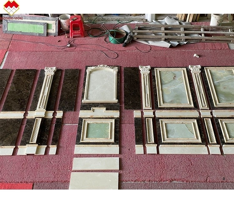 Polished Cream Beige Green Onyx Marmol Pared revestimiento de diseño moderno para el fondo de la villa