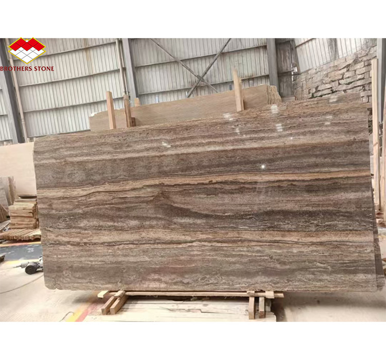 Tejas de mármol de travertino para el hotel Villa de piedra de plata pulida revestimiento y decoración