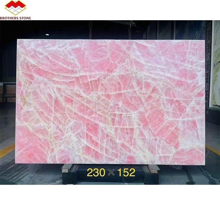 Modernas lámparas de piedra de cristal translúcido rosa de ónix para paneles de fondo de pared con retroiluminación