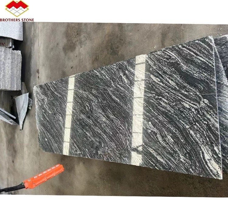 Modern Hotel Matt Superficie de acabado de piedra natural Granito gris oscuro con venas blancas Escalera