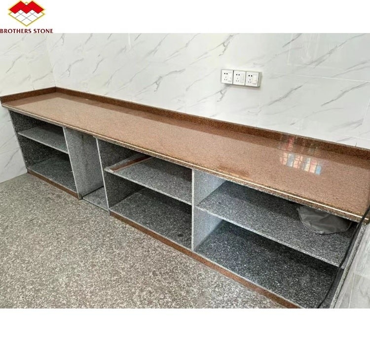 Piedra de granito china cortada a medida en estilo de lujo moderno para encimera de cocina pulida