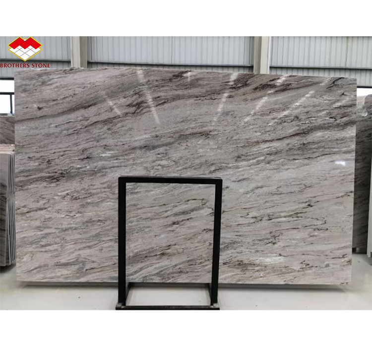 Decoración de escaleras y pisos de hoteles Italia azulejos de mármol marrón natural con vena de río