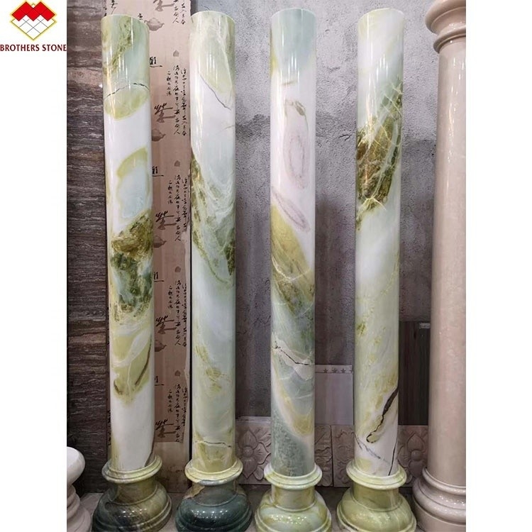 Decoración Tinta Verde Venas Blancas Columna de mármol Pilar romano hueco 15-30mm de espesor